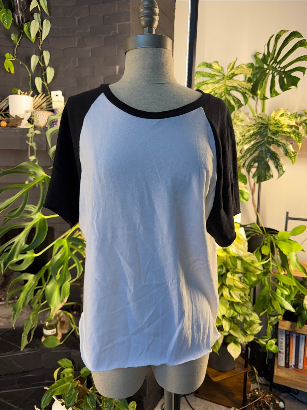 perfectwhitetee Black & White Raglan Short Sleeve Tee